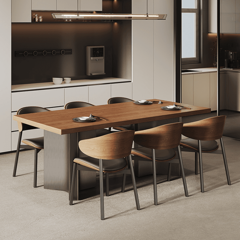 Dining Table Set with Ash Wood Top, Two-sided Pedestal Base, Padded Chair with Back for 6 People/4 People in Auburn - image 3