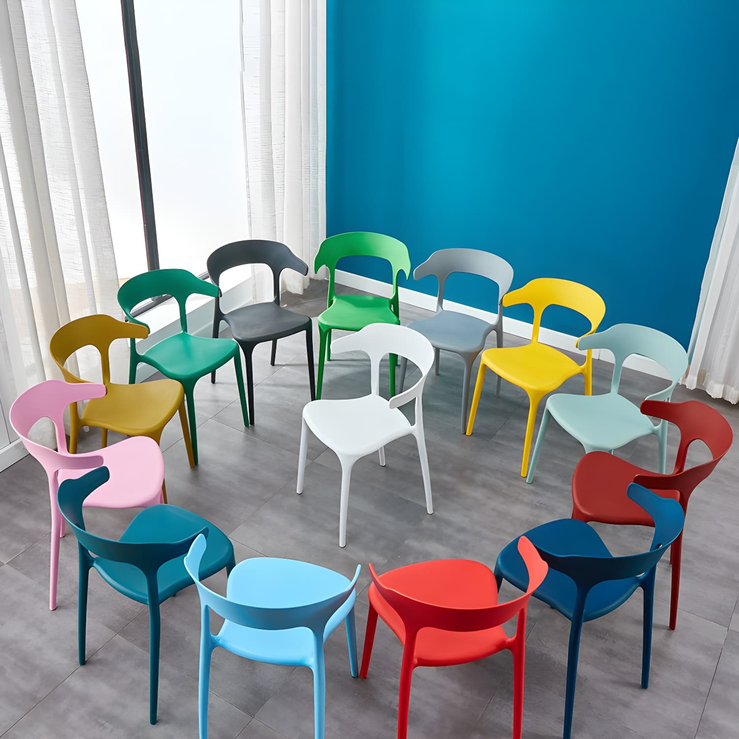 Glam Plastic Side Chair Matte Finish Open Back Dining Chair for Dinning Room - image 19