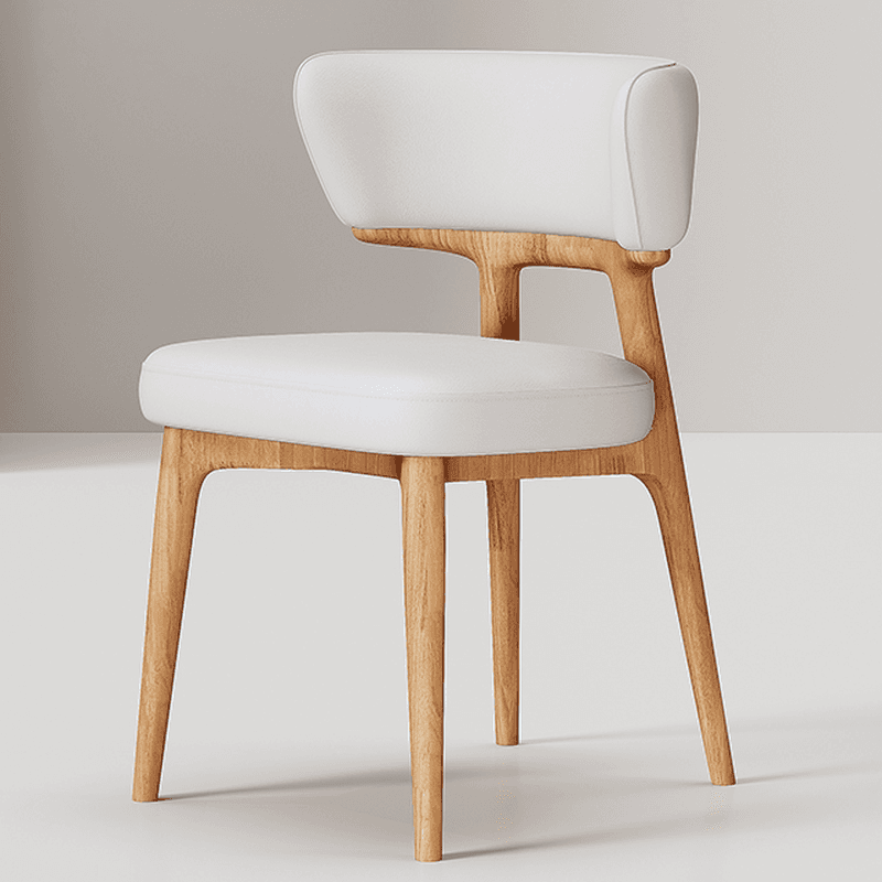 Contemporary Sturdy Side Chair with Uncovered Back, Polyurethane Upholstery, and Lumber Legs Outlined Frame - image 10