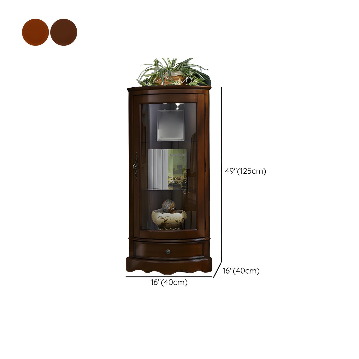 Industrial Triangle Accent Cabinet Solid Wood Storage Cabinet with Glass Doors - image 9