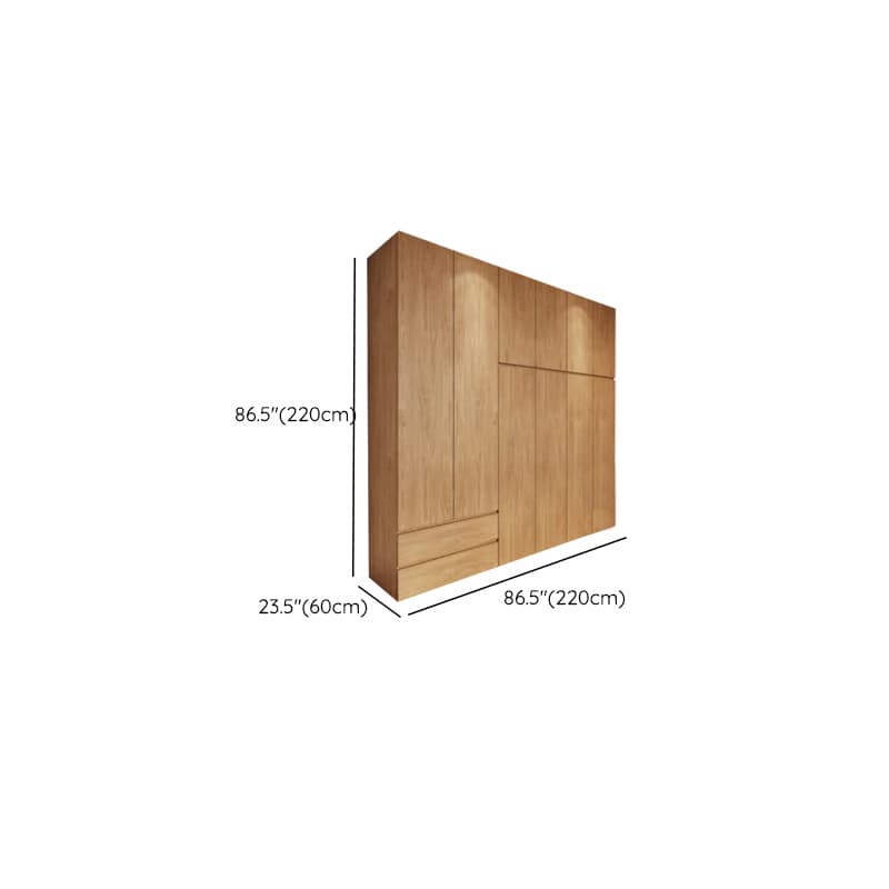 Wood Grain Minimalist Manufactured Wood Wardrobe Closet with 2 Drawers, Soft Close Door, Interior Shelves, and Clothing Rod - image 13
