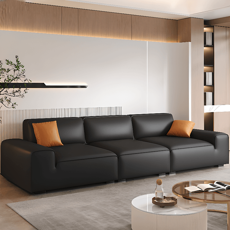 Midnight Black/White Standard Sofa/Loveseat with Armrest for Drawing Room