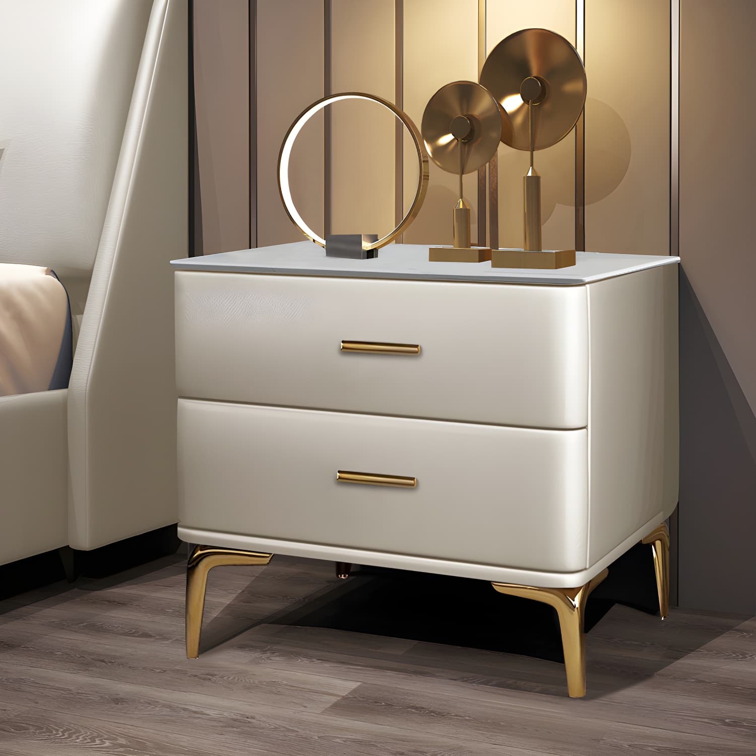 Modern Solid Wood Drawer Storage Night Table 2 Drawer Bed Nightstand - image 7