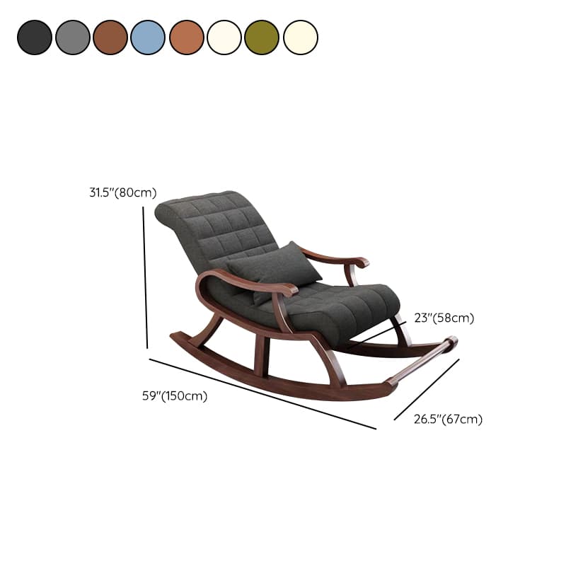 Stylish Modern Upholstered Rocking Chair with Brown Wood Legs and Track Arms - image 23