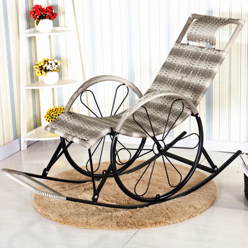 Ergonomic Wicker Front Porch Rocking Chairs with Rear Back, Stationary - image 12