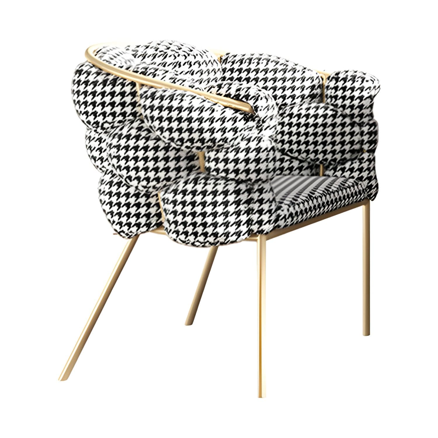 Glam Style Upholstered Gold Base Dining Arm Chair for Dining Room - image 4