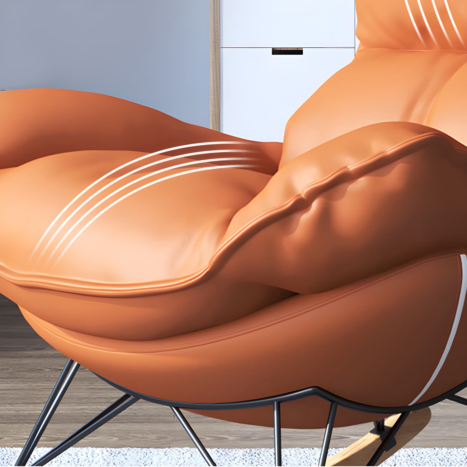 Contemporary Rocking Chair Solid Wood Rocker Chair with Removable Cushions - image 15