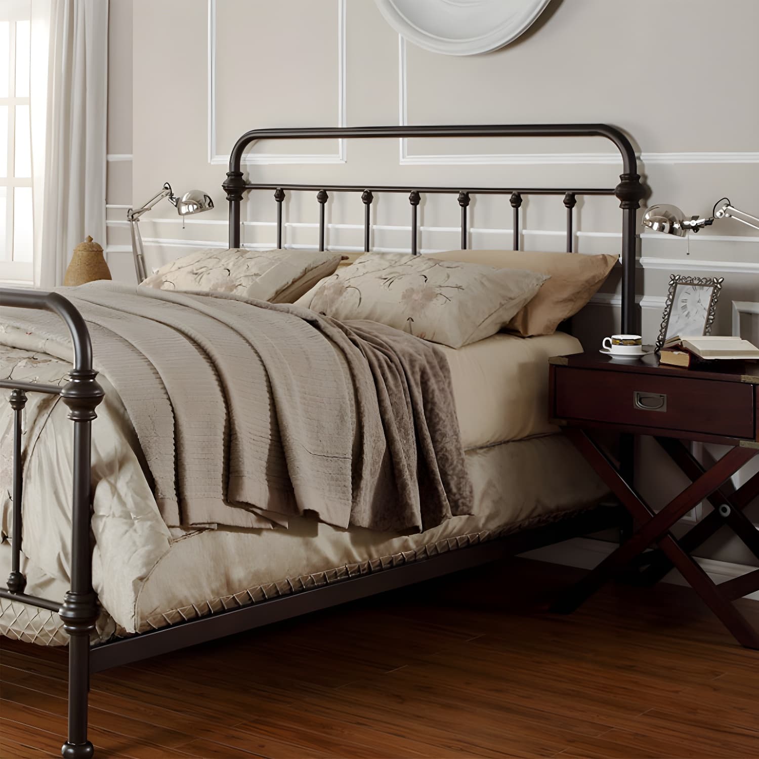 Industrial 45.27" High Bed Iron Bed with Rectangular Headboard - image 7