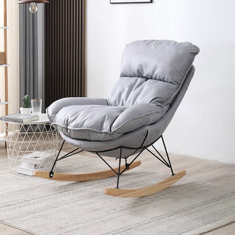 Stationary Rocker for Nursery Natural Wood Finish with Ottoman and Rear - image 3