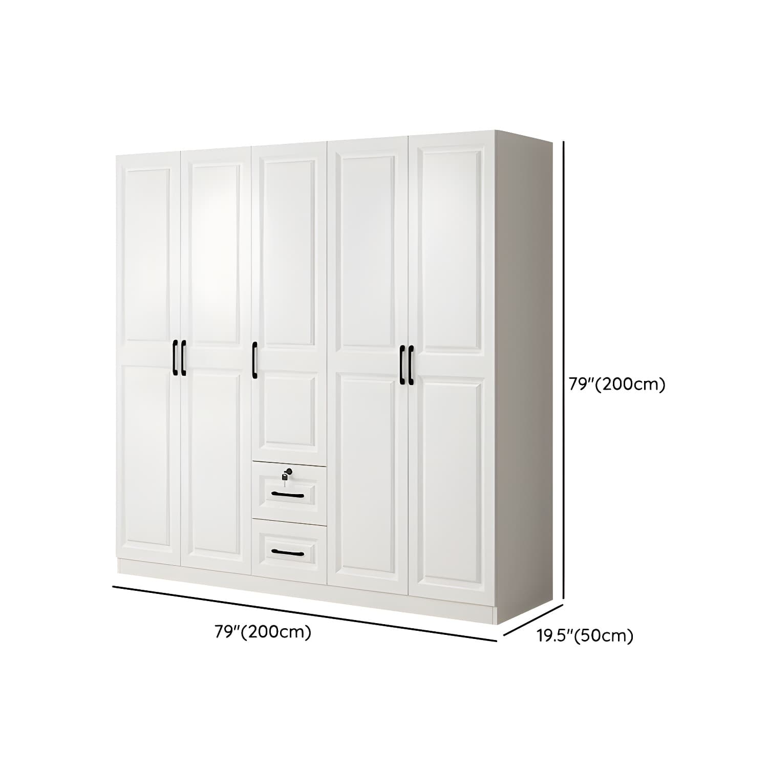Wood White Modern Wardrobe Armoire with Drawers, Shelves, and Clothing Rod - image 18