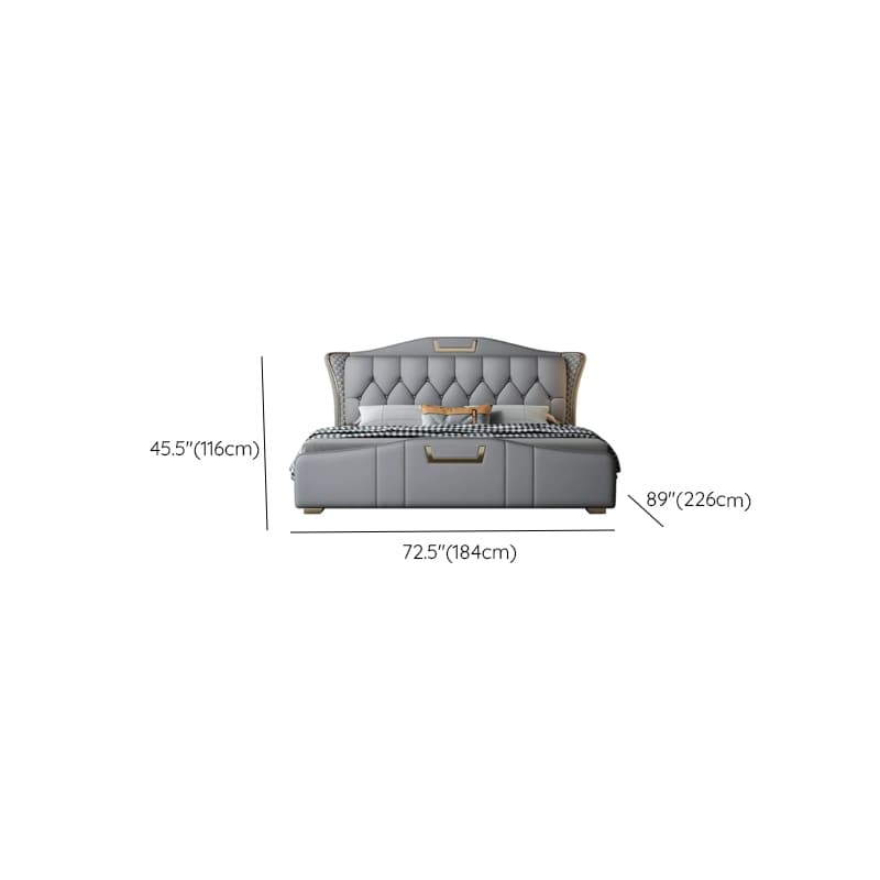 Grey Solid Color Storage Included Wingback Bed for Bedroom - image 7