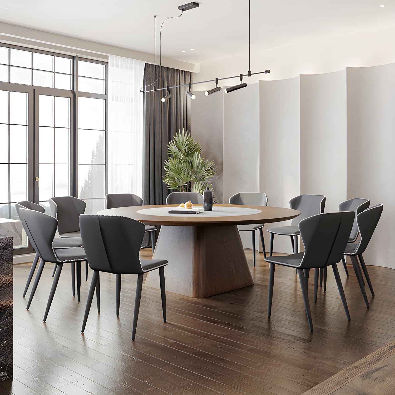 Contemporary Sintered Stone Table Round Table Set 1/6/8/9/12 Pieces Dining Set