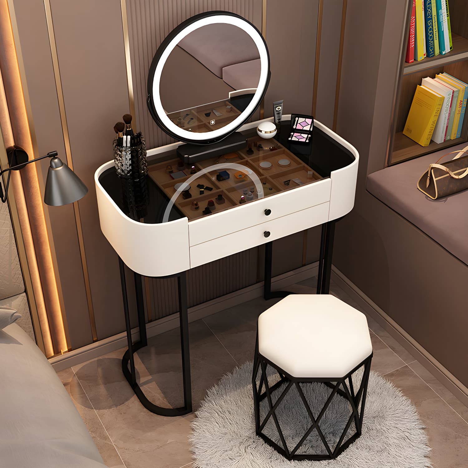 Glam Vanity Dressing Table Bedroom Makeup Vanity Desk with Drawer - image 4