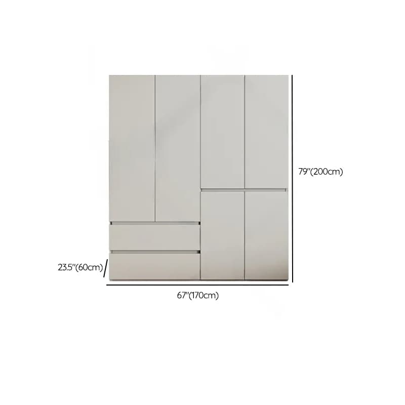 Cream Trendy Reclaimed Wood Wardrobe Armoire with Soft Close Drawer, Soft Close Door, Interior Shelves, and Clothing Rod - image 75