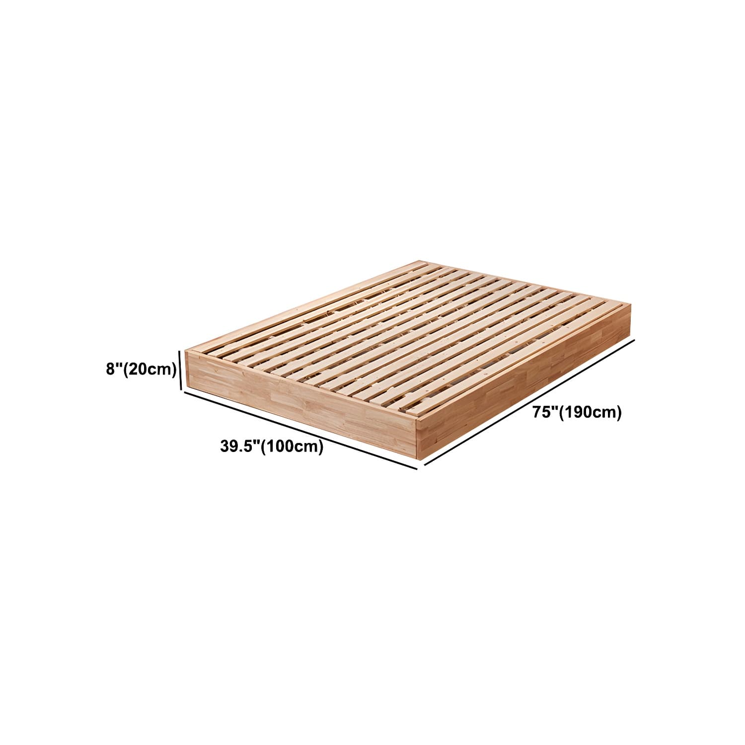 Natural Wood Platform Bed Frame Nordic 7.87-In High Wire-Grid Bed Frame - image 11