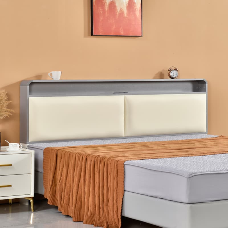 Minimalist Free-standing Standard Full(54"W x 75"L)/Twin(38"W x 75"L) Panel No Distressing with Shelves Included and Illuminating in Lumber