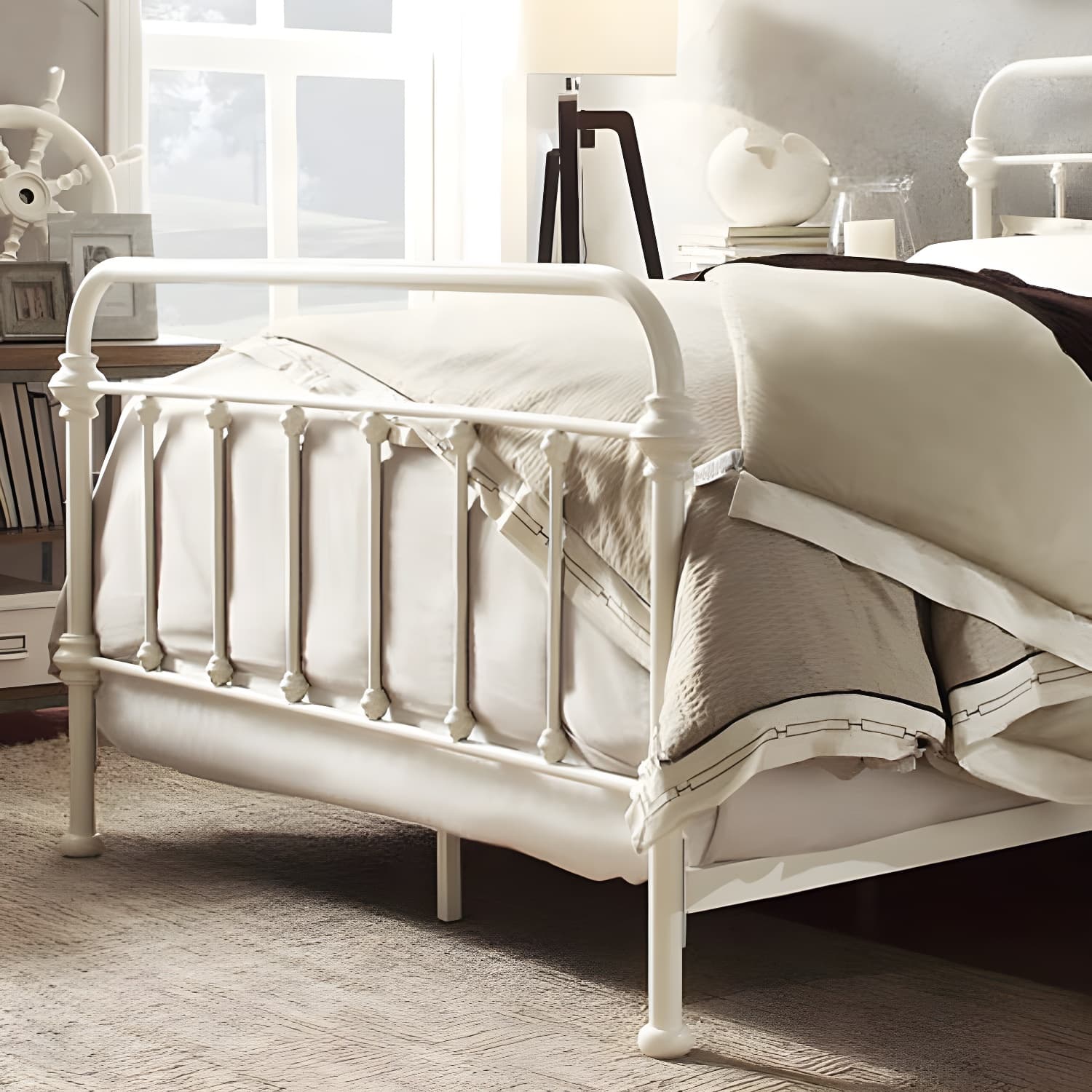 Industrial 45.27" High Bed Iron Bed with Rectangular Headboard - image 8