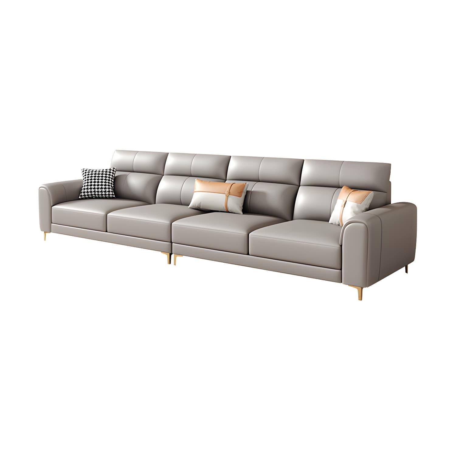 Modern Gray Faux Leather Sectional Sofa with Pillow Top Arms and Wood Frame - image 9