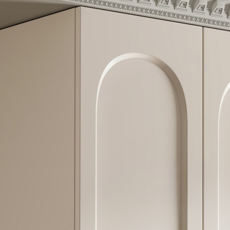Chalk Modish Laminate Wardrobe Closet with Soft Close Drawer, Soft Close Door, Interior Shelves, and Clothing Rod
