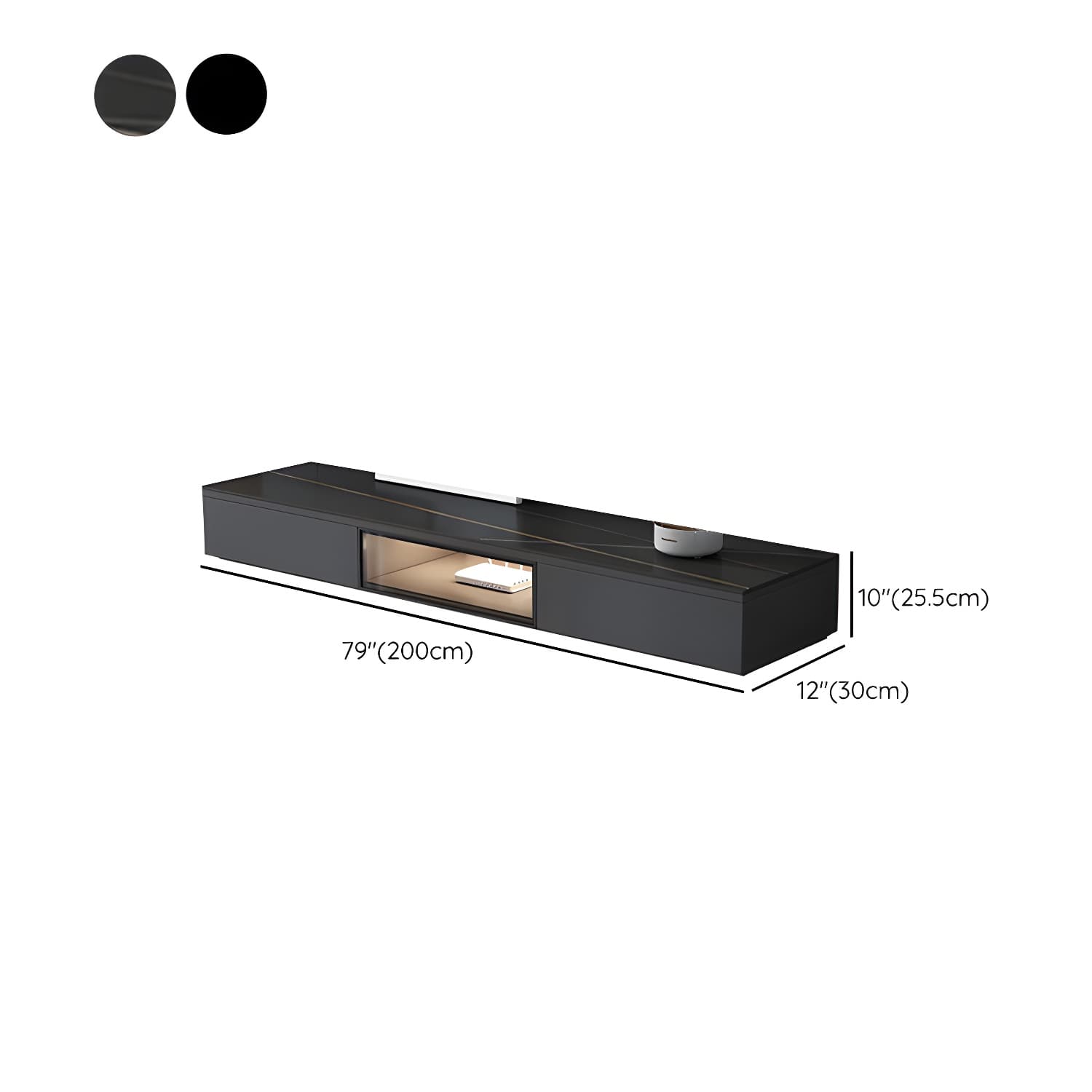 Black Modern TV Stand with Low Height and Drawers for Organized Cable Management & No Open Storage - image 16