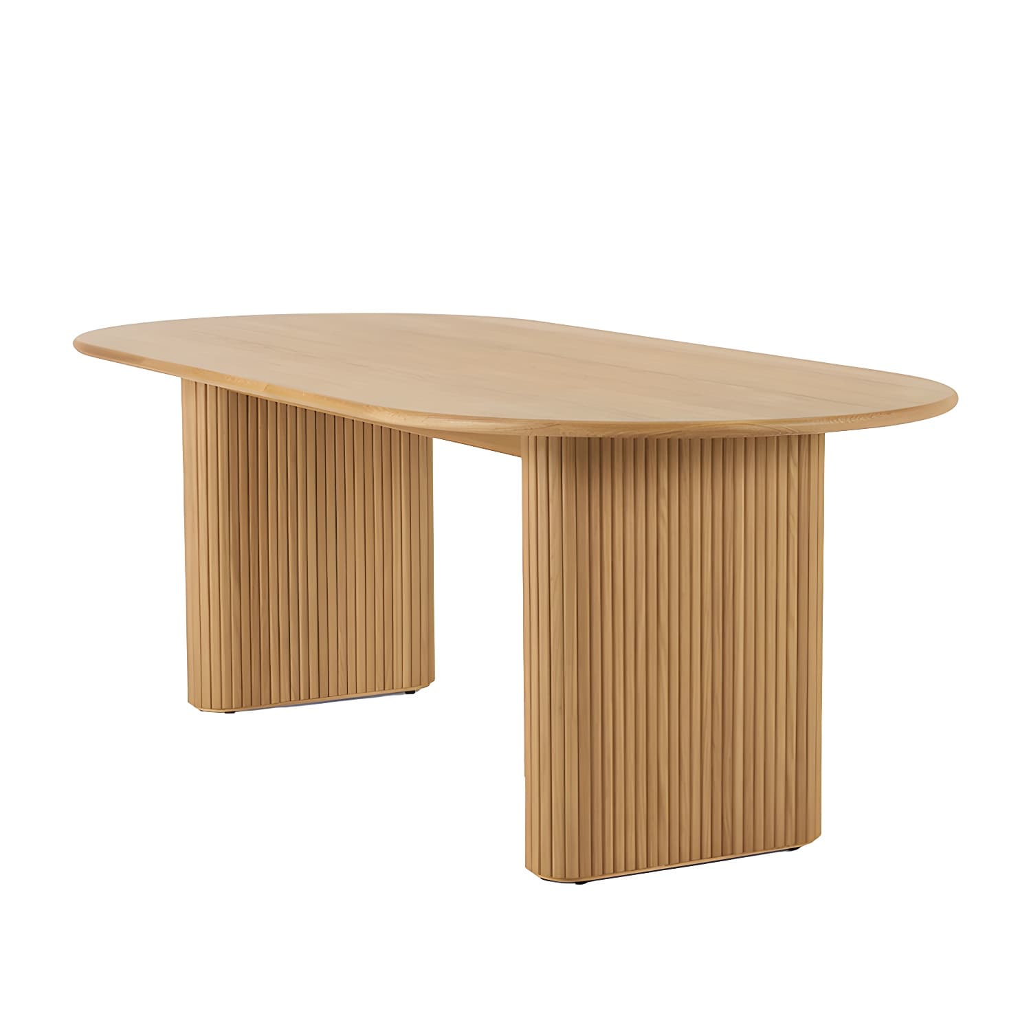 Modern Solid Wood Dining Table Oval Table with Double Pedestal - image 6