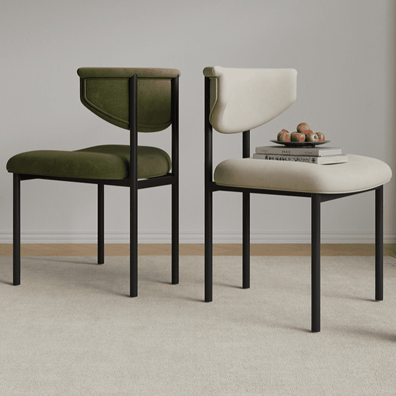 Scandinavian Style 1-Piece Side Chair Set with Upholstered Seats, Ink/Ivory Metal Legs, and Low Back - image 10