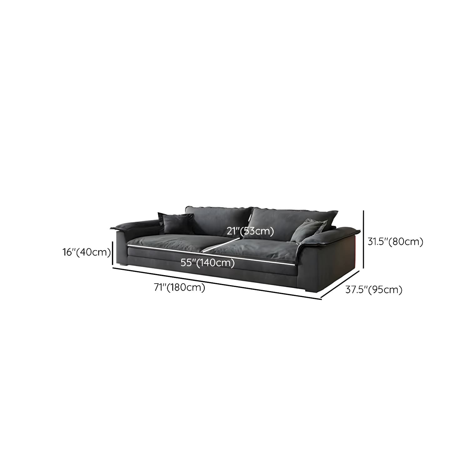 Grey Mid-Century Modern Sofa with Wood Frame and Tech Cloth Upholstery - image 8