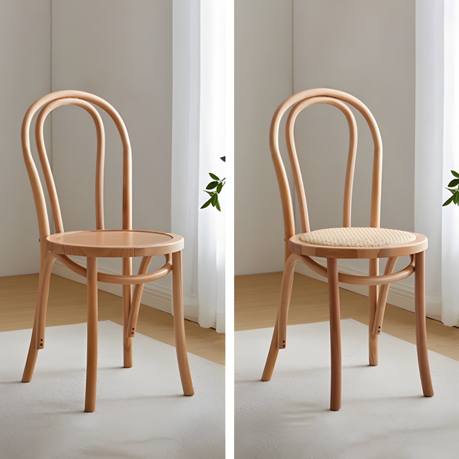 Modern Open Back Side Chair with Beech Wood Legs for Kitchen & Dining - Non-Upholstered - image 26