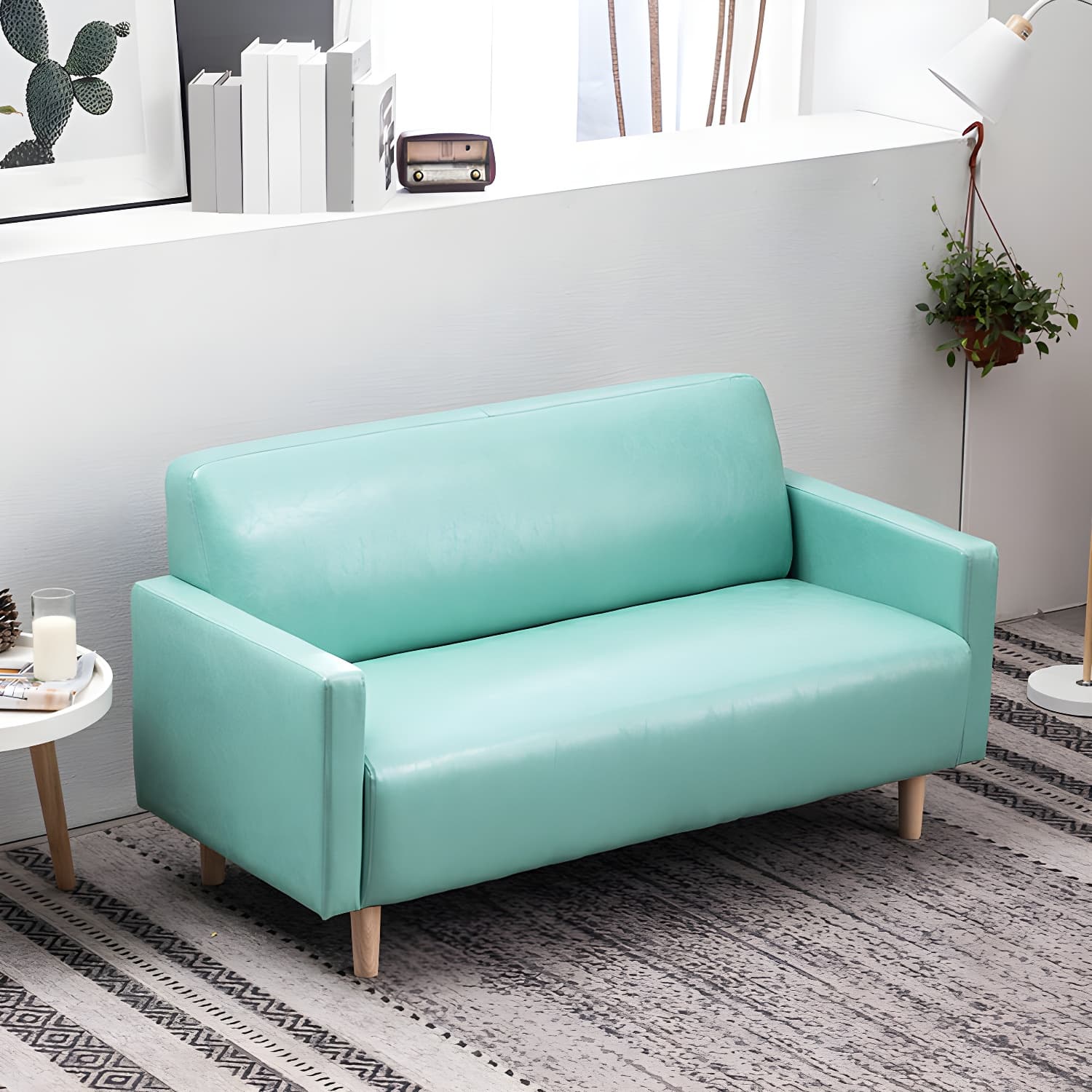 Scandinavian Tuxedo Arm Sofa with Tight Back 27.16" High Faux Leather - image 4