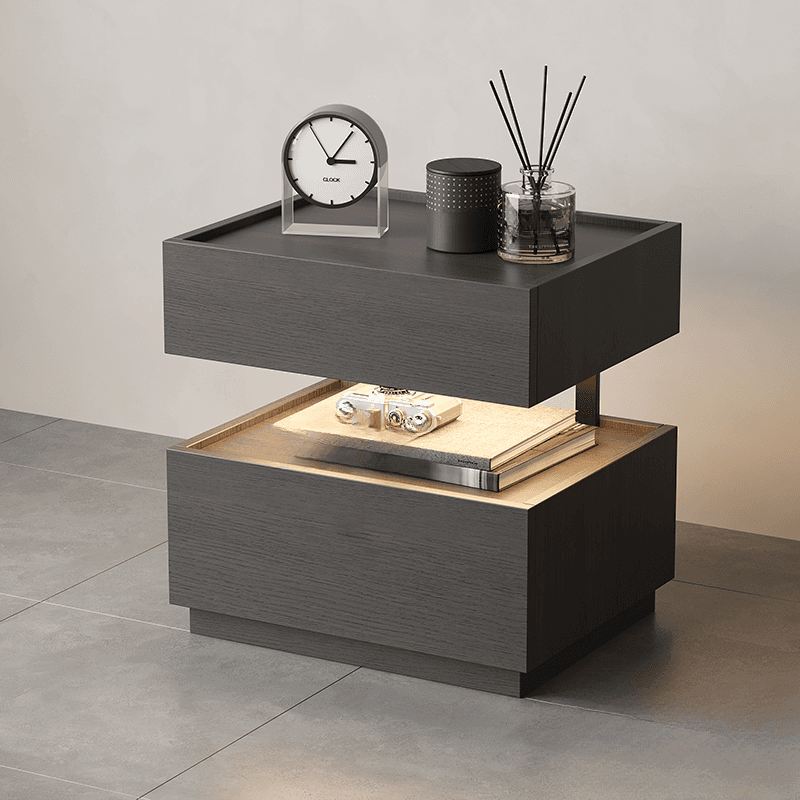 Organic Modern Nightstand With Drawer Organization with Particle Board Wood Countertop and Illuminating Lighting - image 7