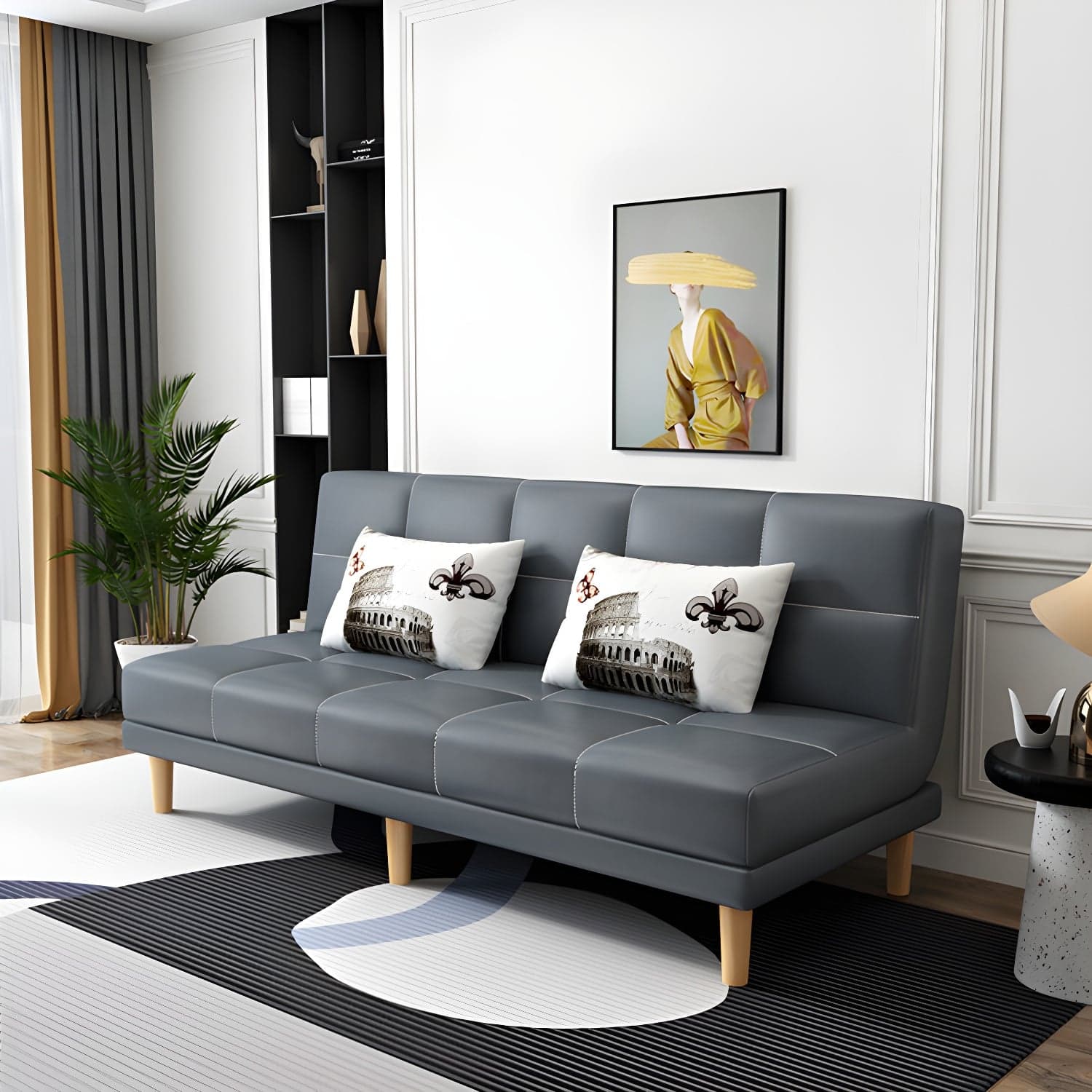 Modern Armless Settee 27.55" W Convertible Sleeper Sofa for Living Room - image 4