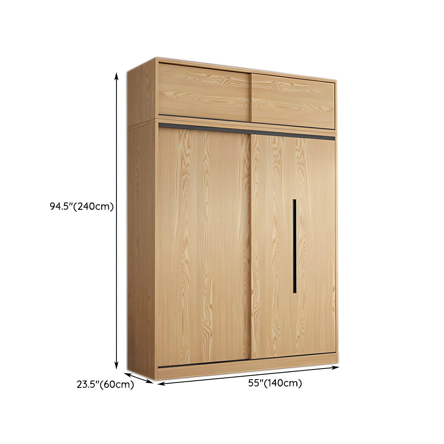 Contemporary Wood Sliding Cloth Rod Included Wardrobe for Bedroom - image 20