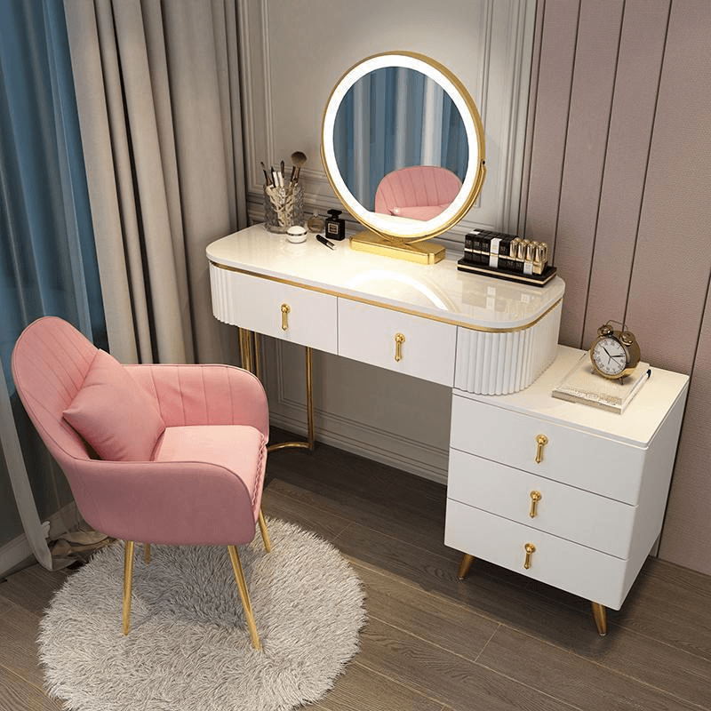Push-Pull Vanity Set with Storage in a Modern Style, Led, Adjustable Touch Mirror, Blush Chair and Adjustable Brightness Included/Not Included - image 3