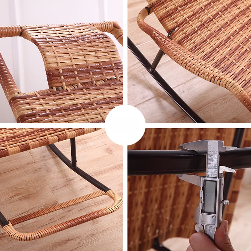 Ergonomic Wicker Front Porch Rocking Chairs with Rear Back, Stationary - image 26