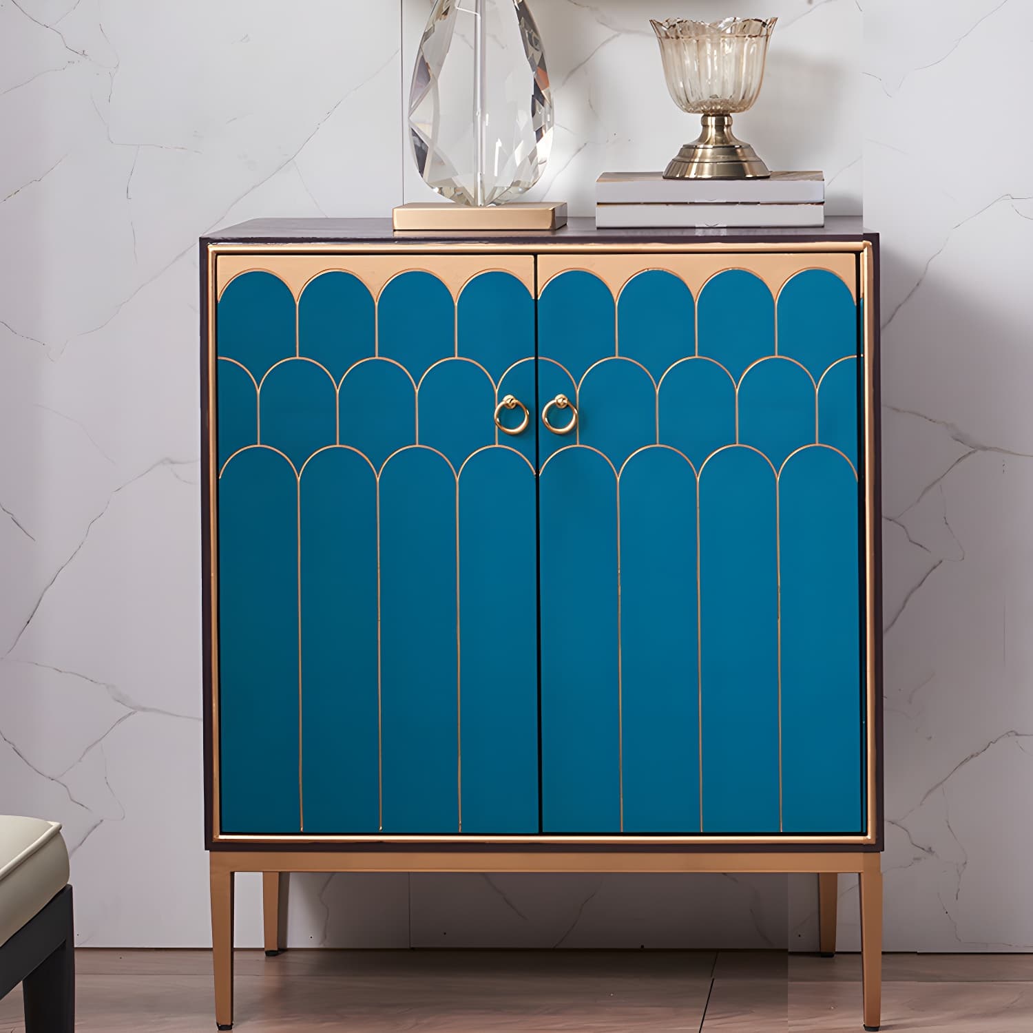 Industrial Accent Cabinet with Cup Pulls Doors and Straight Legs