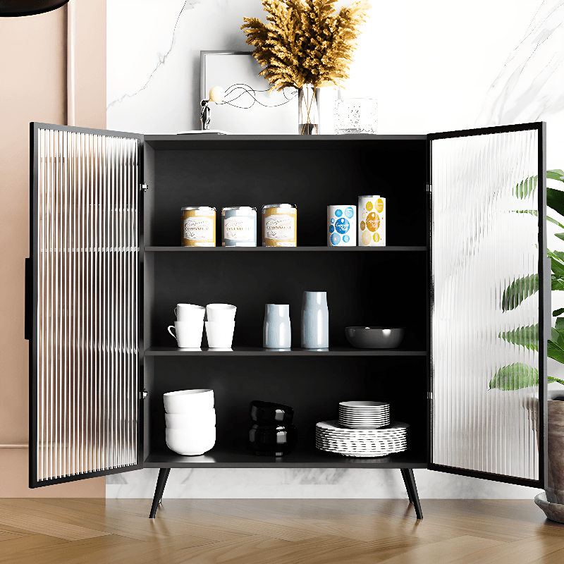 Contemporary Metal Floor-mounted Sideboard with Vertical Glass Doors - image 10