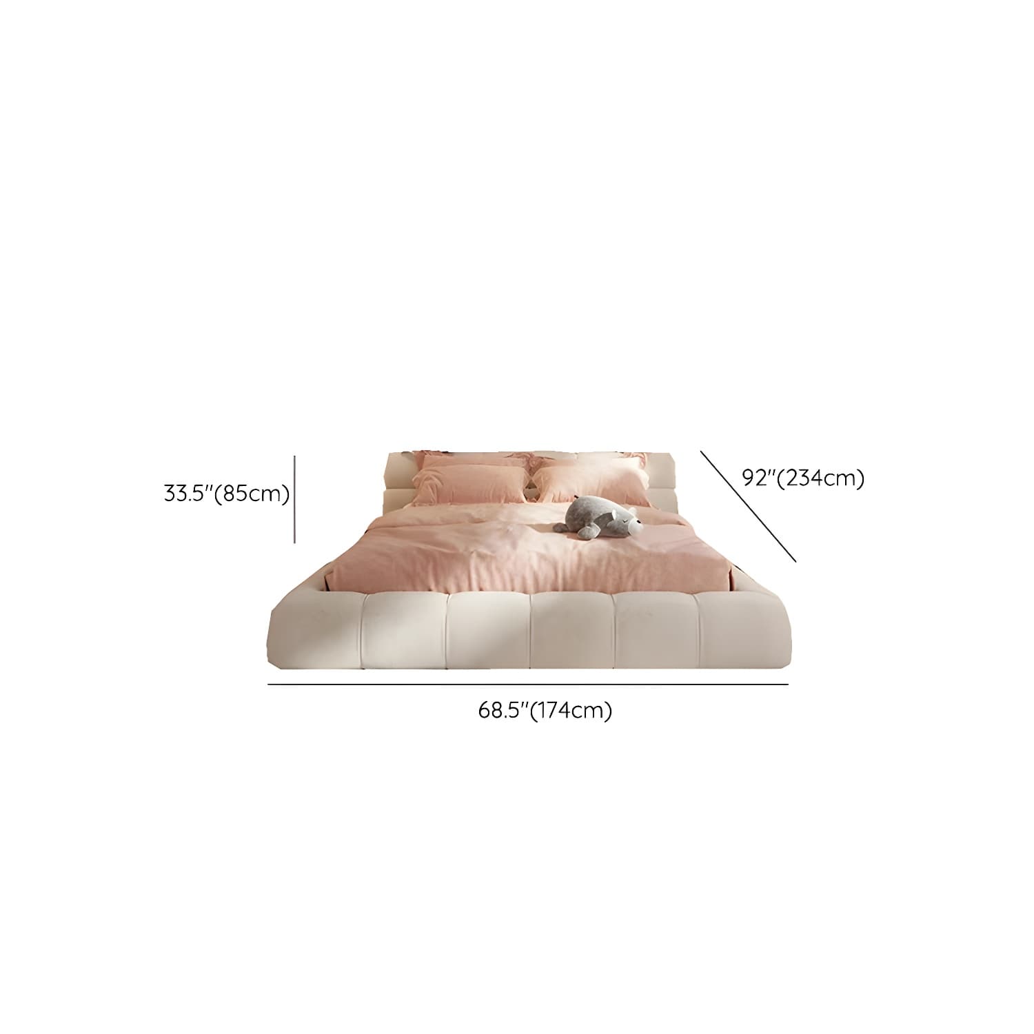 Contemporary Solid Color Rectangular Platform Bed Frame with Headboard - image 8