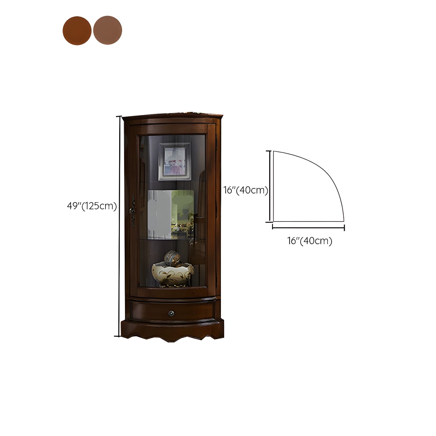 Glass Paned Solid Wood Corner Rustic Accent Cabinet with Doors - image 12