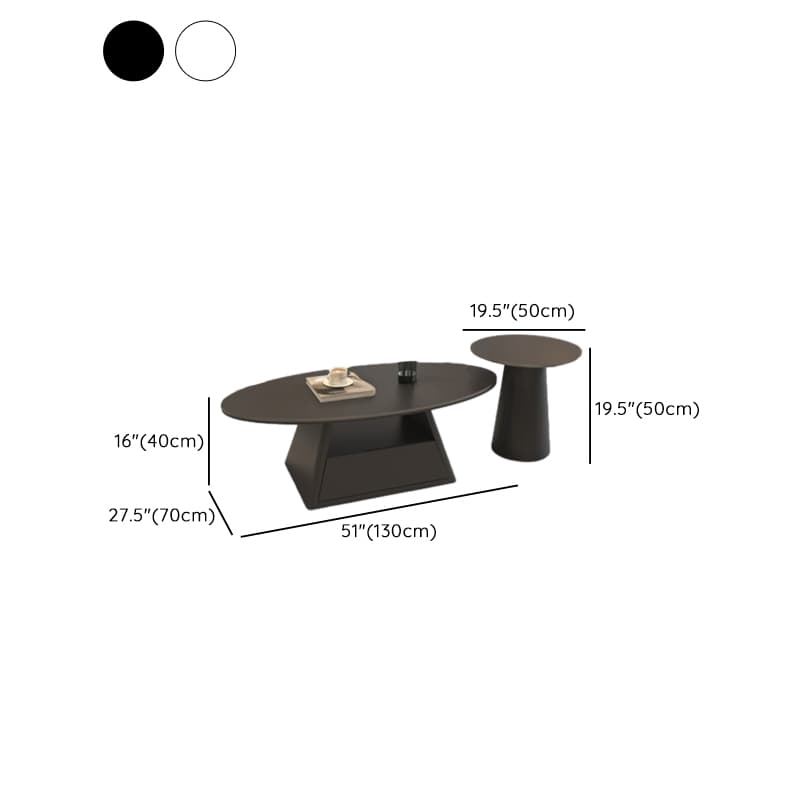 Single Board Game Coffee Table with Slate Top and Base, Elliptical Shape, 1 Drawer, and 1 Shelf - image 15