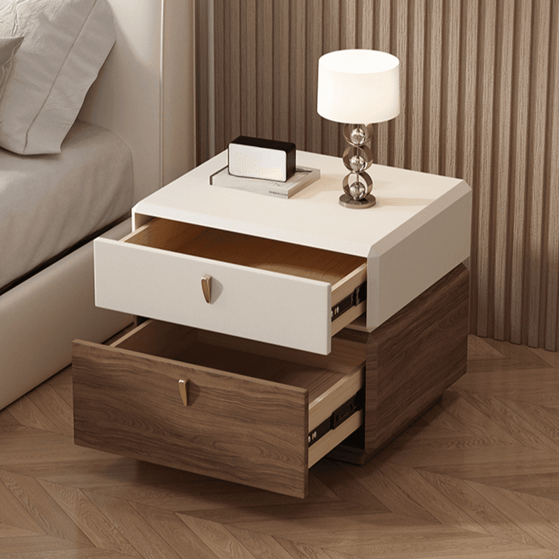 Organic Modern 2 Tiers Nightstand With Drawer Organization in Pleather - image 8