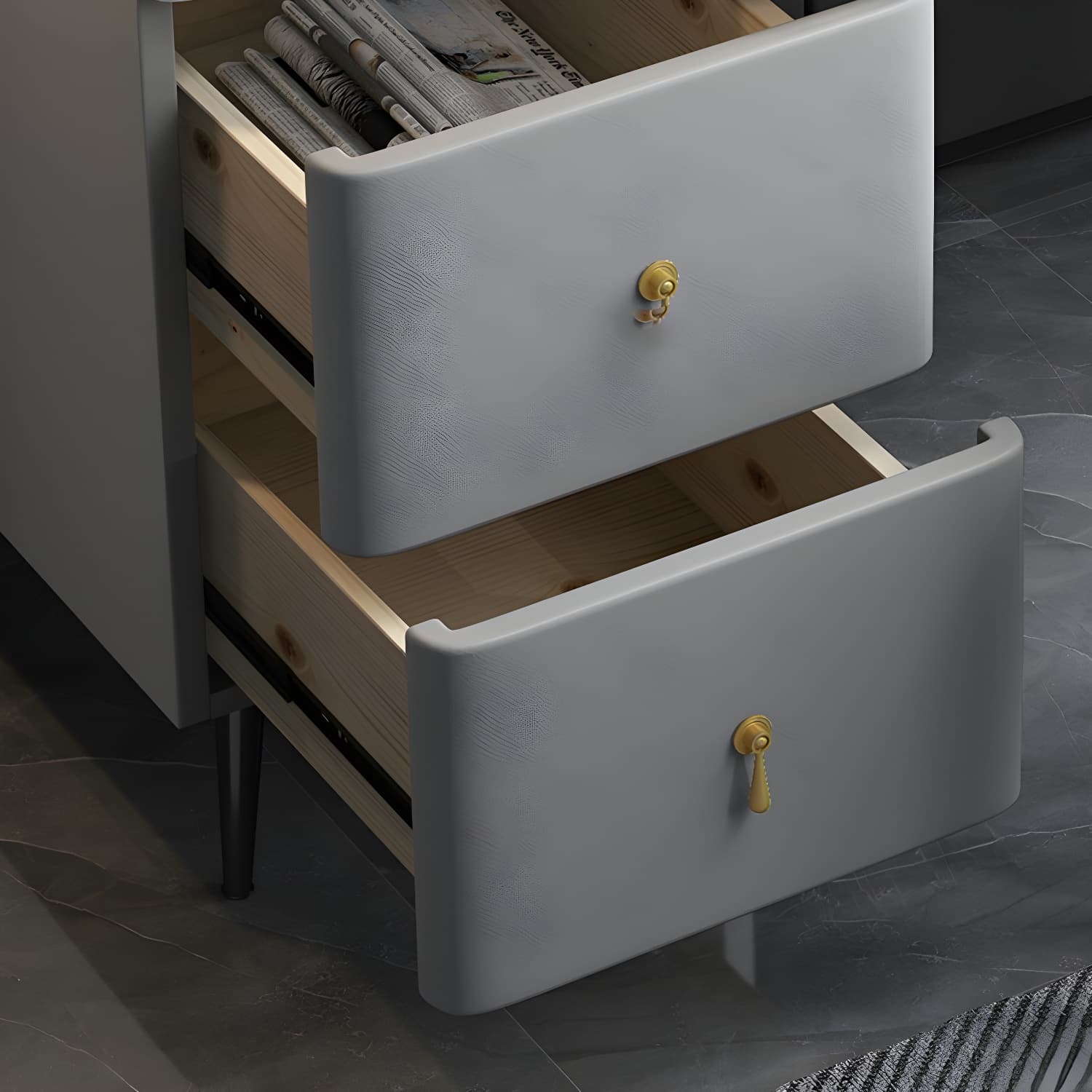 Contemporary Make-up Vanity with Stone Top and Metal Legs for Bedroom - image 12