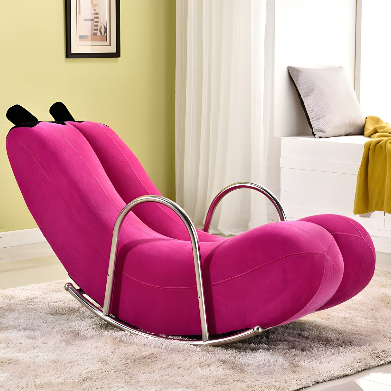 Stylish Silver Upholstered Rocking Chair with Track Arms - Modern Comfort - image 12
