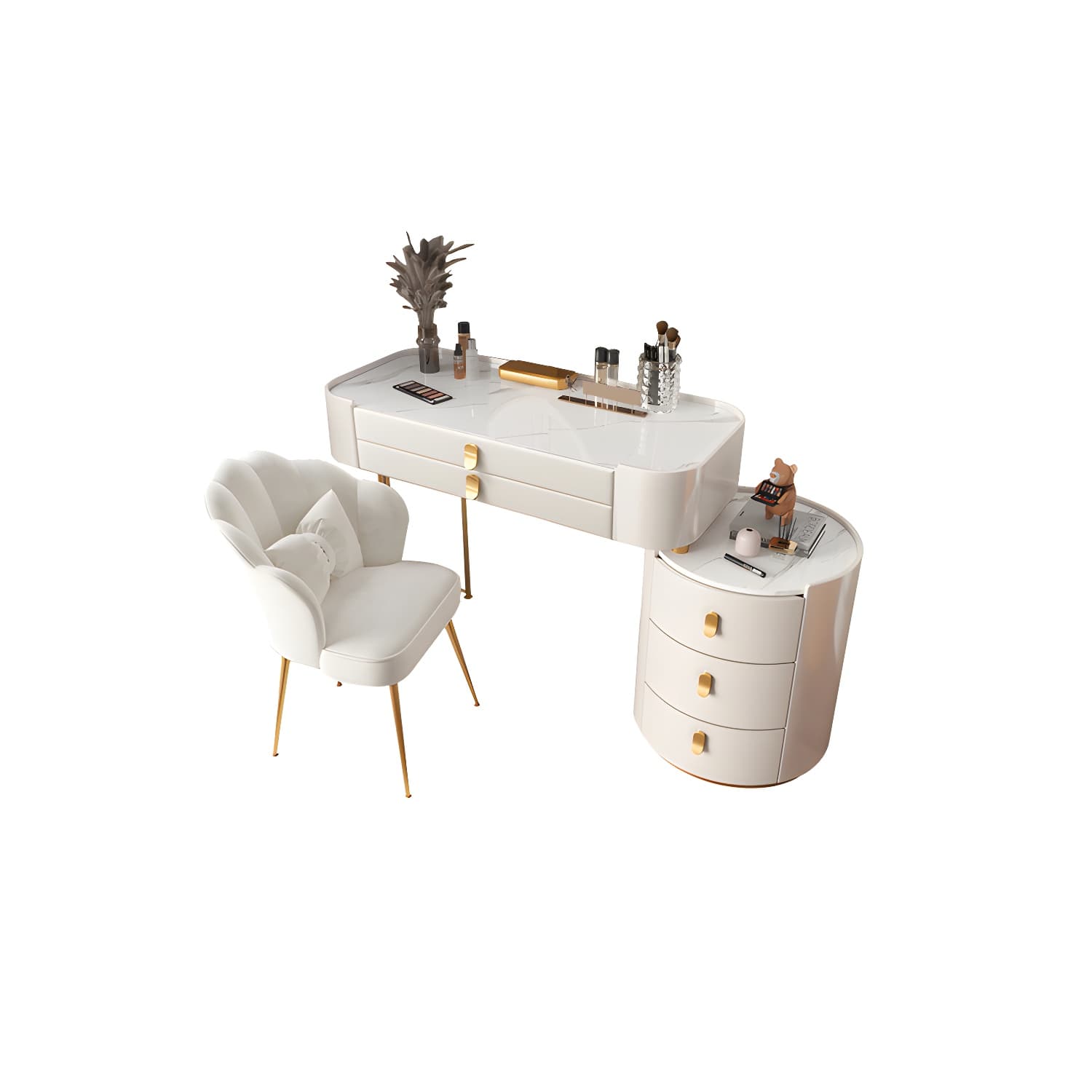 Glass/Stone Dresser Modern Make-up Vanity with 5/6 Storage Drawers - image 16
