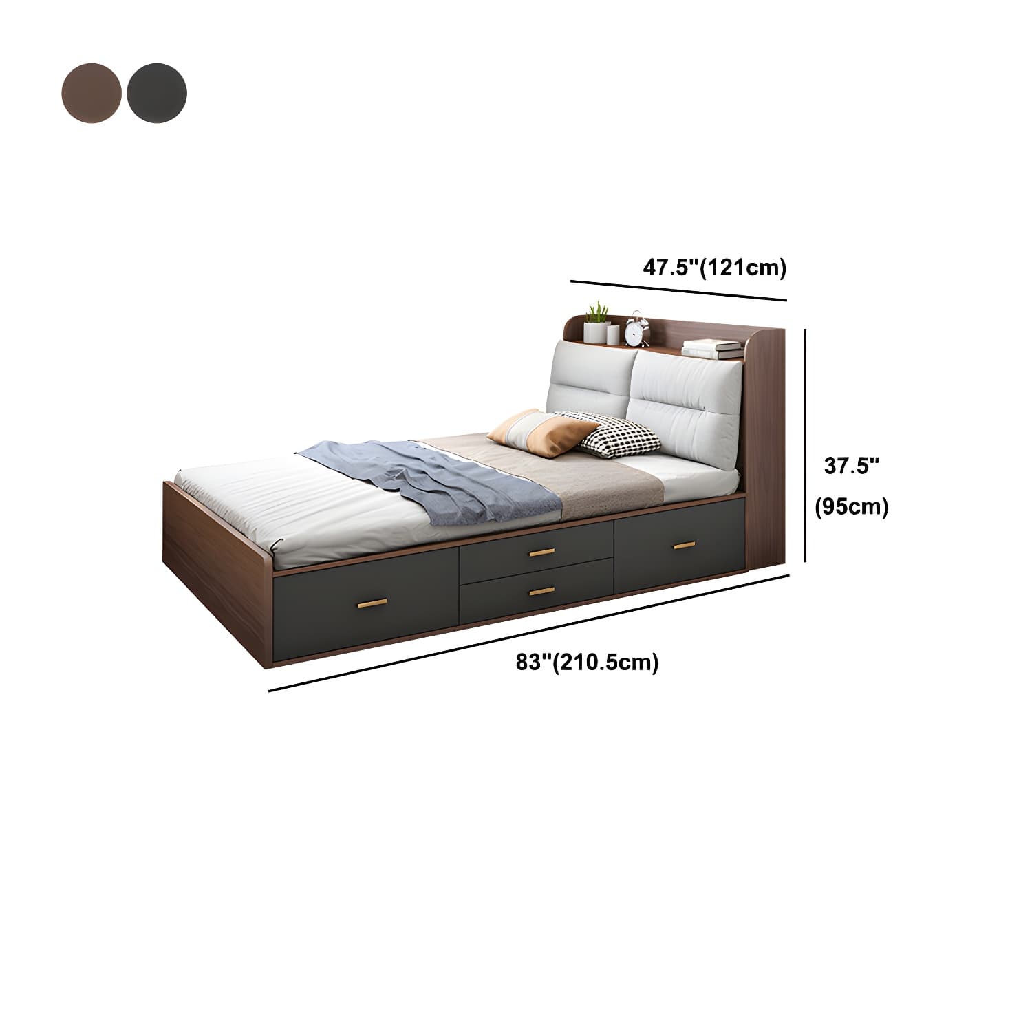 Scandinavian Low Profile Bed with Headboard Upholstered Bed with Drawers - image 18