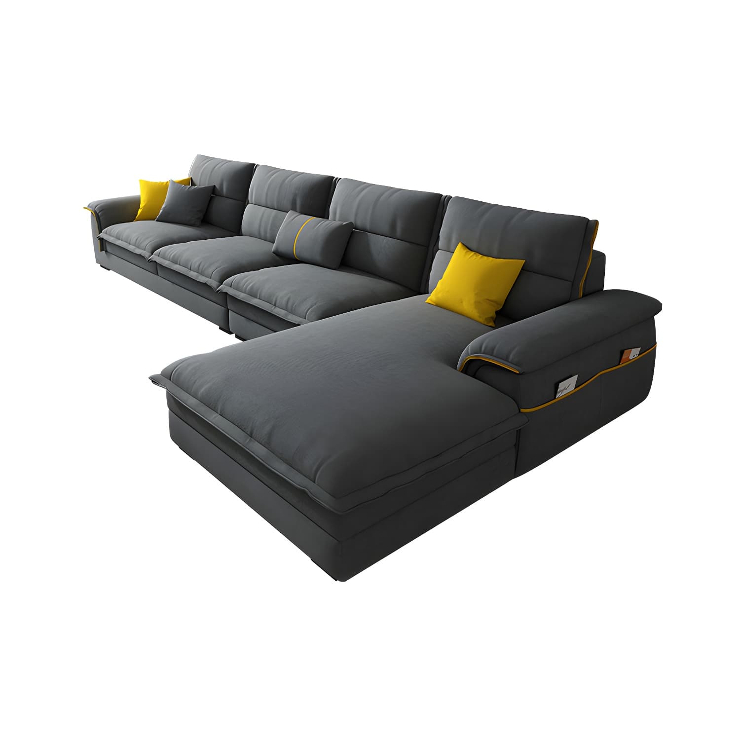 Modern Gray Cotton and Linen Sectional Sofa with Wood Frame and Storage Included - image 11