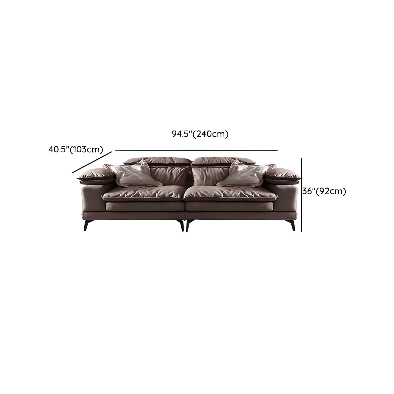 Mid-Century Modern Brown Tech Cloth Sectional Sofa with Wood Frame and Pillow Top Arms - image 24