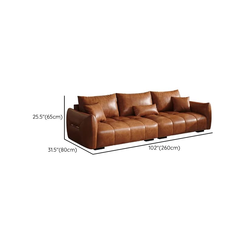 Contemporary Cocoa Standard Sofa Stain Resistant Solid Color with 2 Pillows for 5-seater/Seats 4/3-seater - image 22