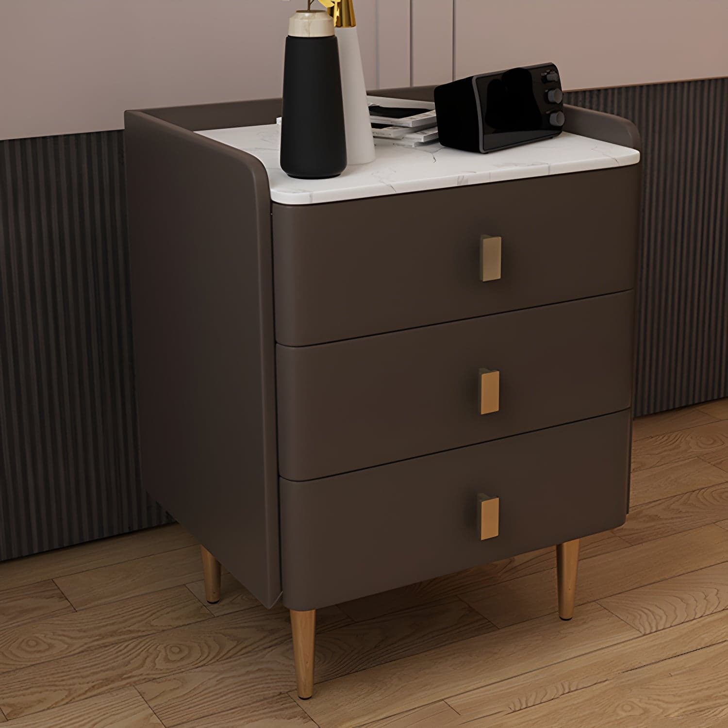 Glam Drawers Included Accent Table Nightstand 22.5" Tall with Legs - image 3