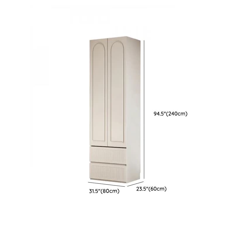 White Minimalist Manufactured Wood Independent Wardrobe Closet with Soft Close Drawer, Soft Close Door, and Interior Shelves - image 21