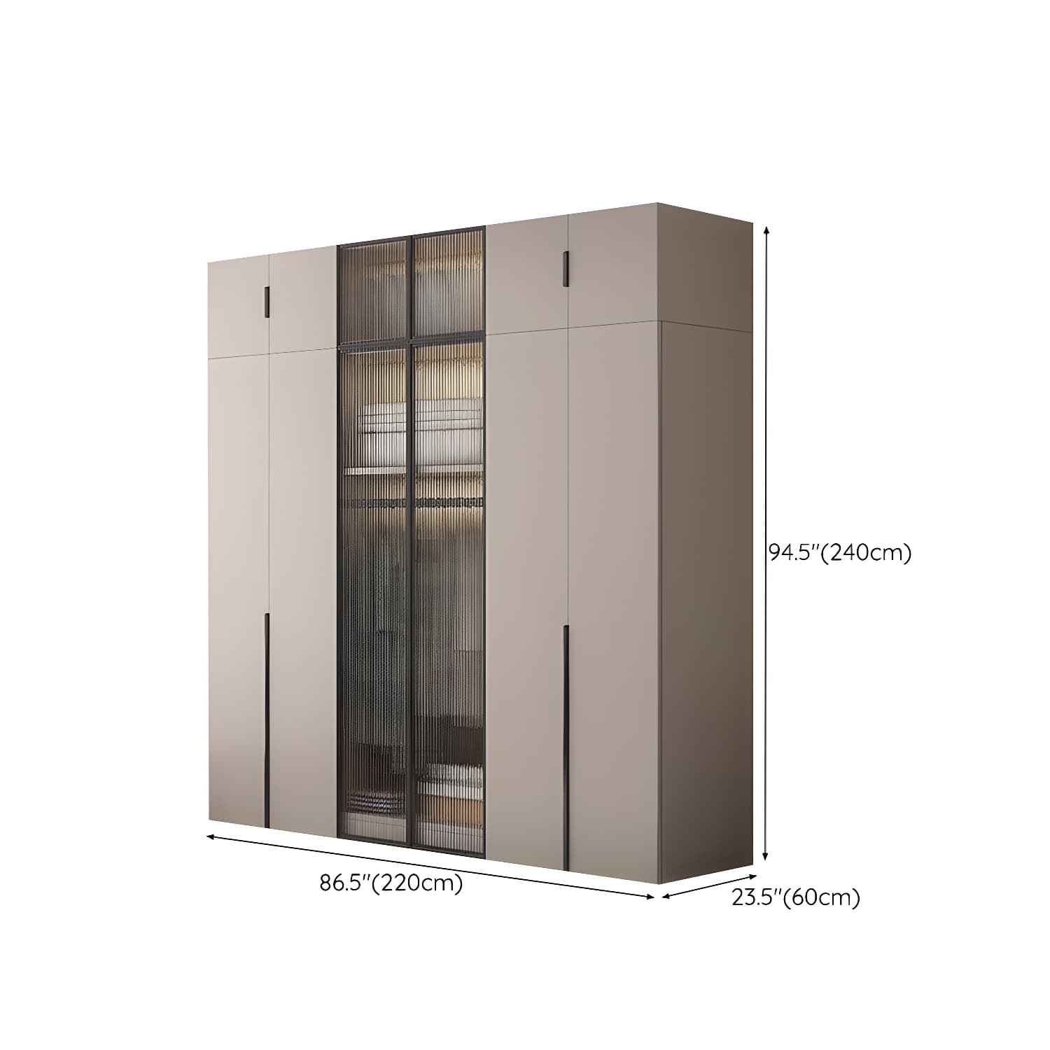Modern Grey Wardrobe Armoire with Clothing Rod & Adjustable Shelves - image 30